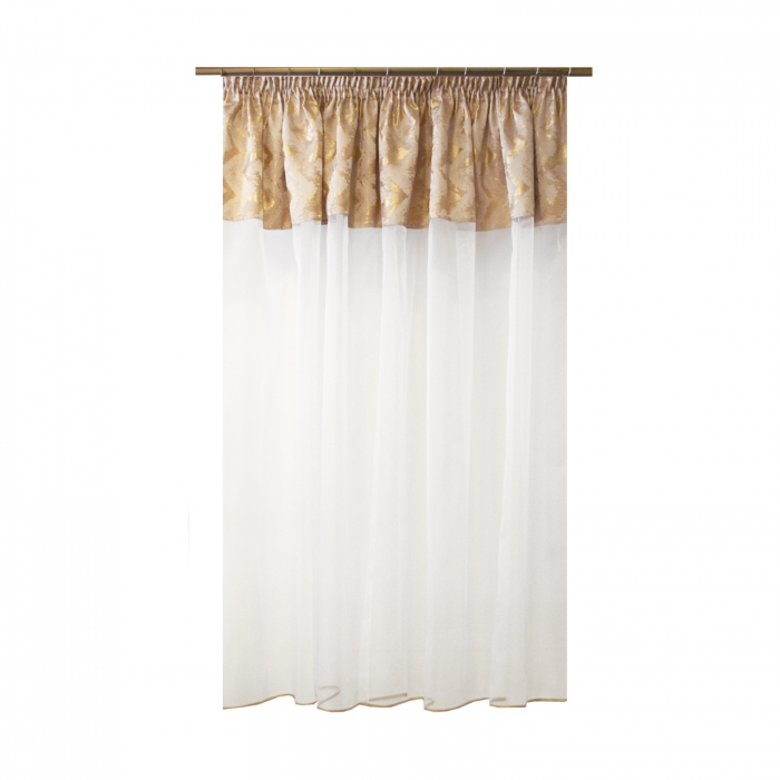 Perdea Velaria organza alba si tafta bej, 260x155 cm [2]