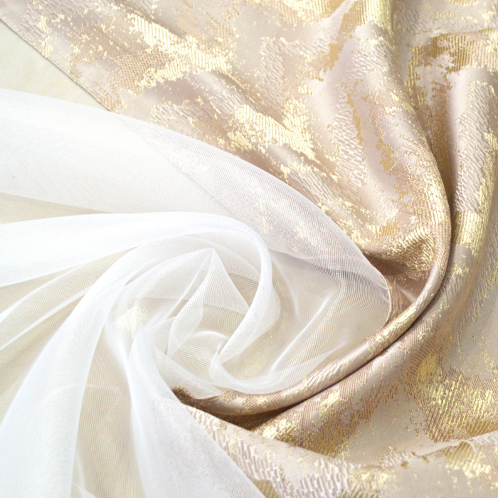Perdea Velaria organza alba si tafta bej, 260x155 cm [3]