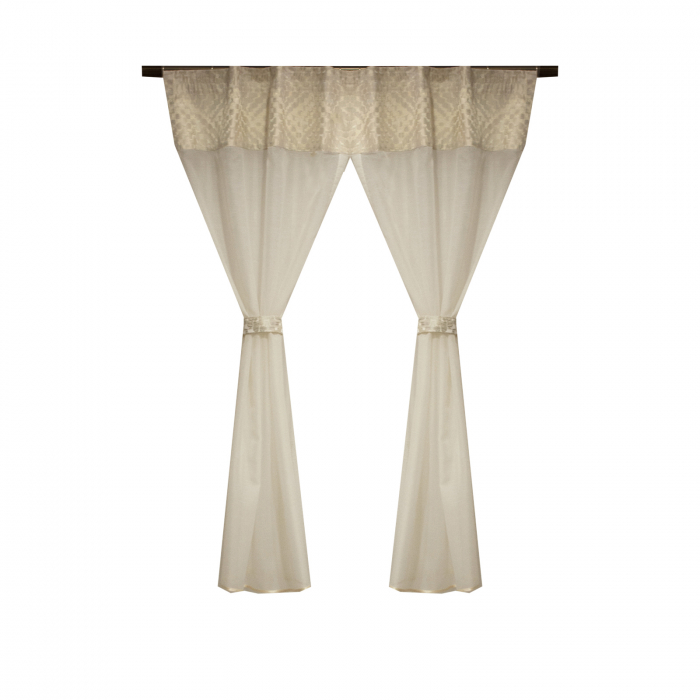 Perdea Velaria ploita alba si tafta crem, 180x150 cm [1]