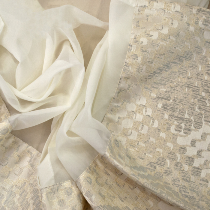 Perdea Velaria ploita alba si tafta crem, 180x150 cm [3]