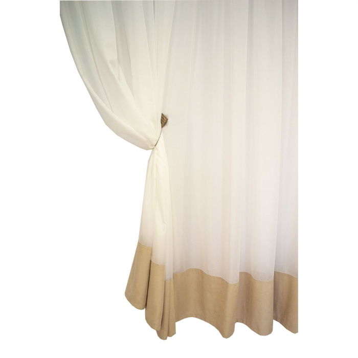 Perdea Velaria in ivoire cu bordura bej, 430x230 cm [3]