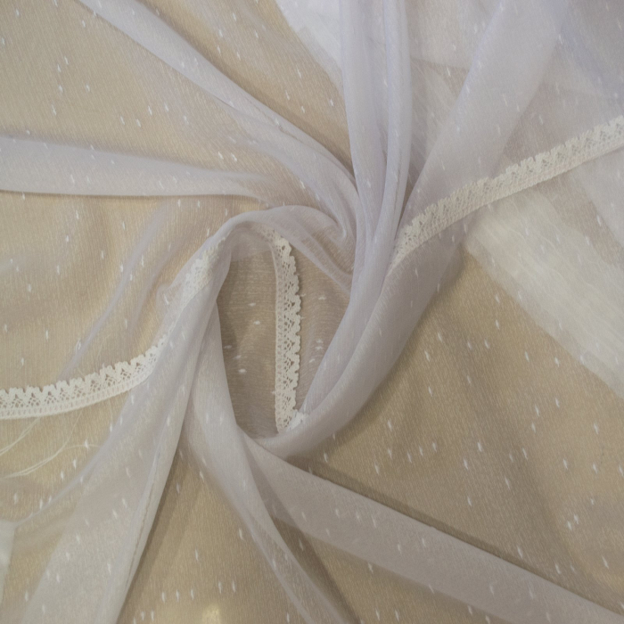 Perdea Velaria ploita alba cu dantela, 230x150 cm [3]