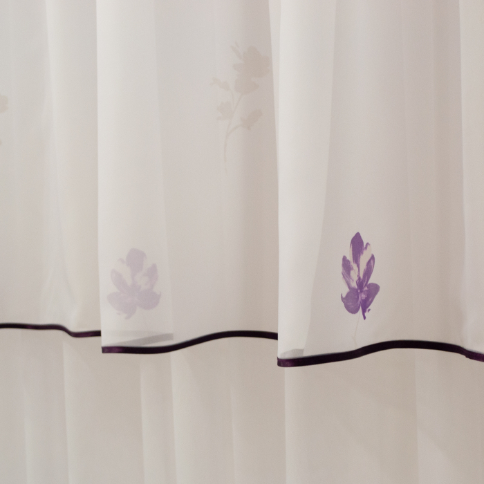 Perdea Velaria voal alb si flori mov, 240x140 cm [2]