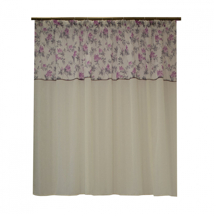 Perdea Velaria in ivoire cu flori mov, 125x150 cm [1]