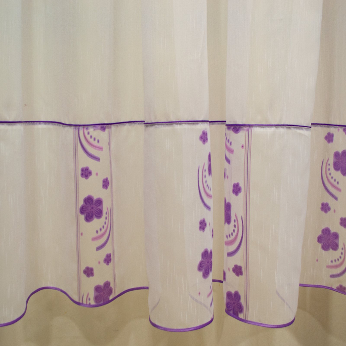 Perdea Velaria alba cu flori mov, 300x225 cm [2]