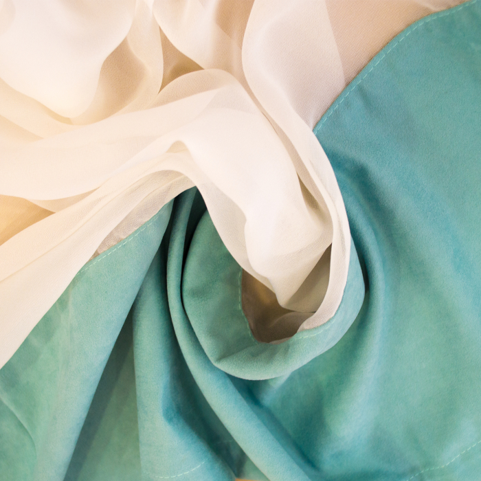 Perdea Velaria voal ivoire cu bordura menta, 245x185 cm [2]