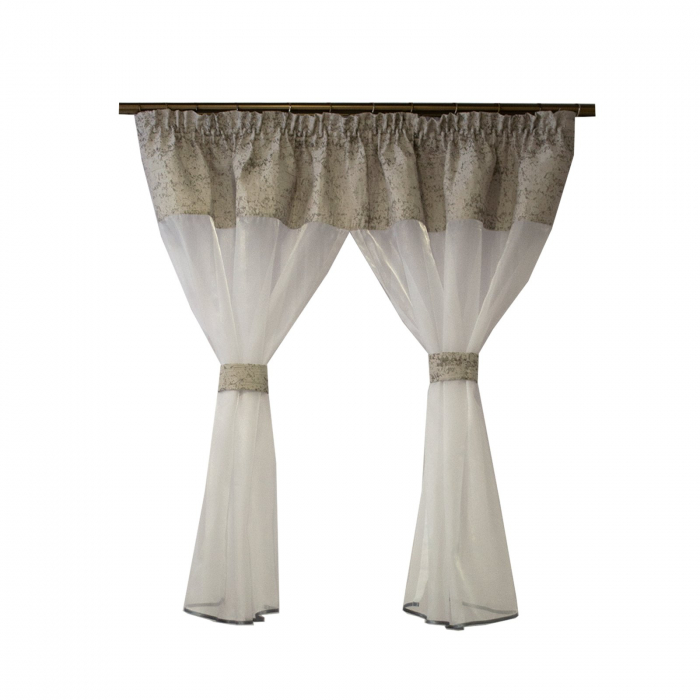 Perdea Velaria organza alba si tafta gri, 180x120 cm [2]