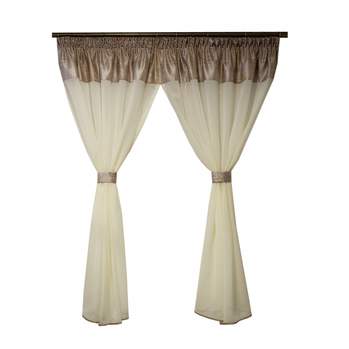 Perdea Velaria in ivoire cu tafta satinata roz pal, 200x170 cm [1]