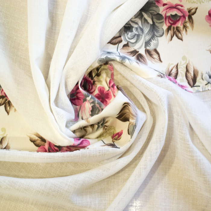 Perdea Velaria in ivoire gros cu imprimeu floral, 245x145 cm [2]