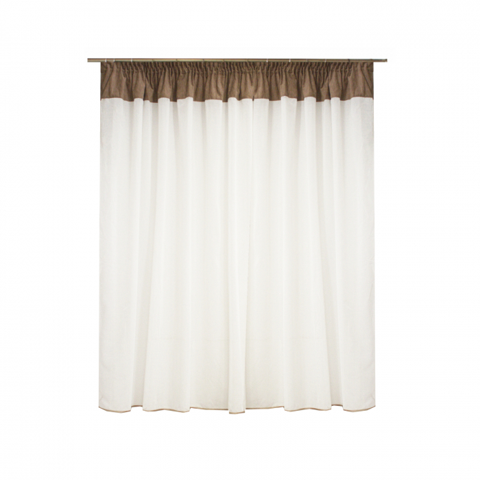 Perdea Velaria  in ivoire si tafta maro, 400x148 cm [2]