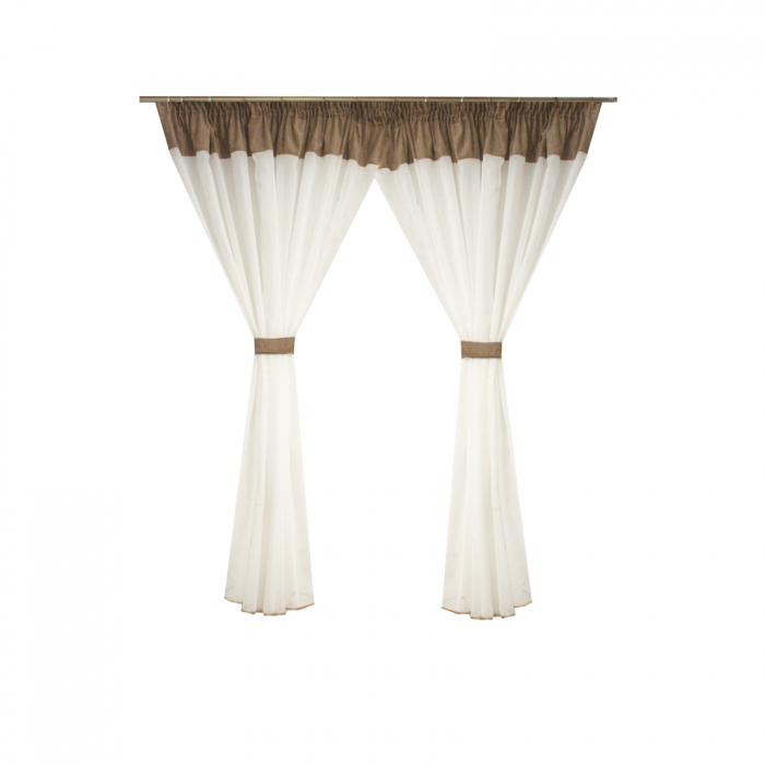 Perdea Velaria  in ivoire si tafta maro, 400x148 cm [1]