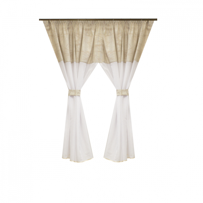 Perdea Velaria in alb cu artistic bej, 260x145 cm [1]