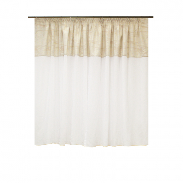 Perdea Velaria ploita alba cu artistic bej, 320x138 cm [2]