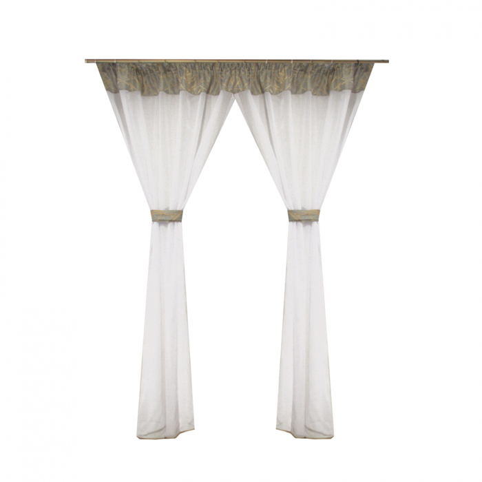 Perdea Velaria  in alb cu model vegetal, 240x165 cm [1]