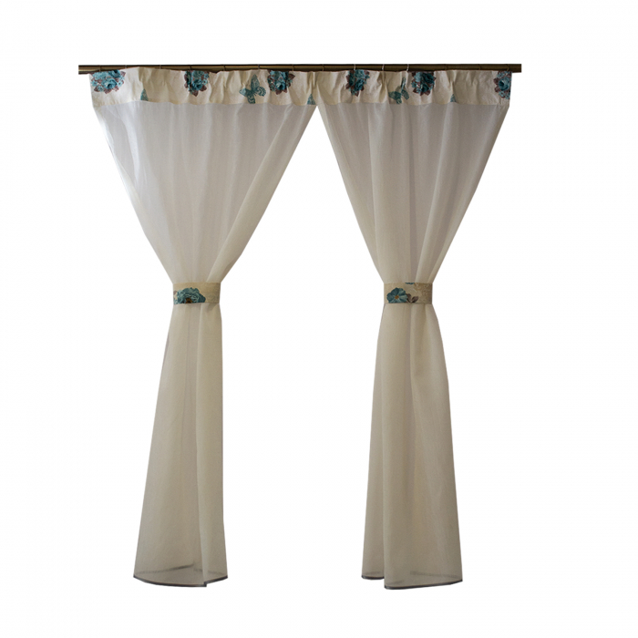 Perdea Velaria in ivory creponat si flori, 160x160 cm [2]