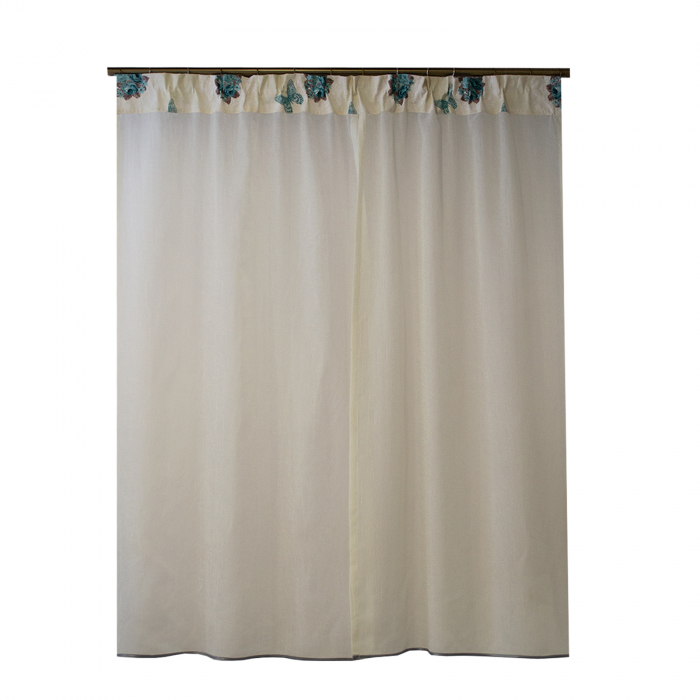 Perdea Velaria in ivory creponat si flori, 160x160 cm [1]