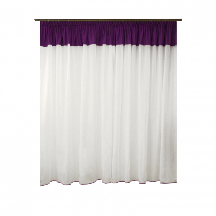 Perdea Velaria voal alb cu suet mov, 350x165 cm [2]