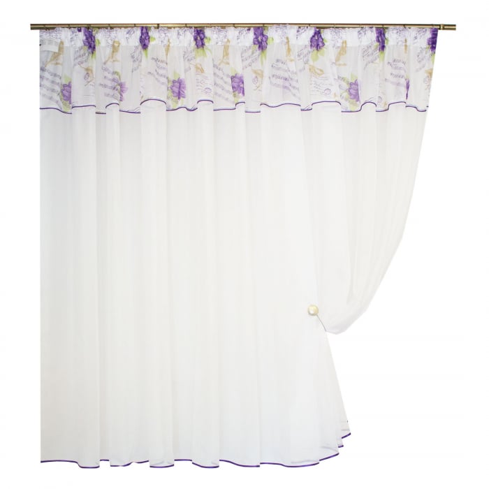 Perdea Velaria voal alb cu imprimeu, 420x180 cm [2]