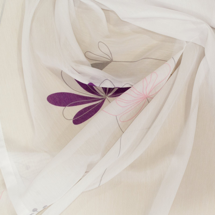 Perdea Velaria batist cu flori mov, 155x165 cm [3]