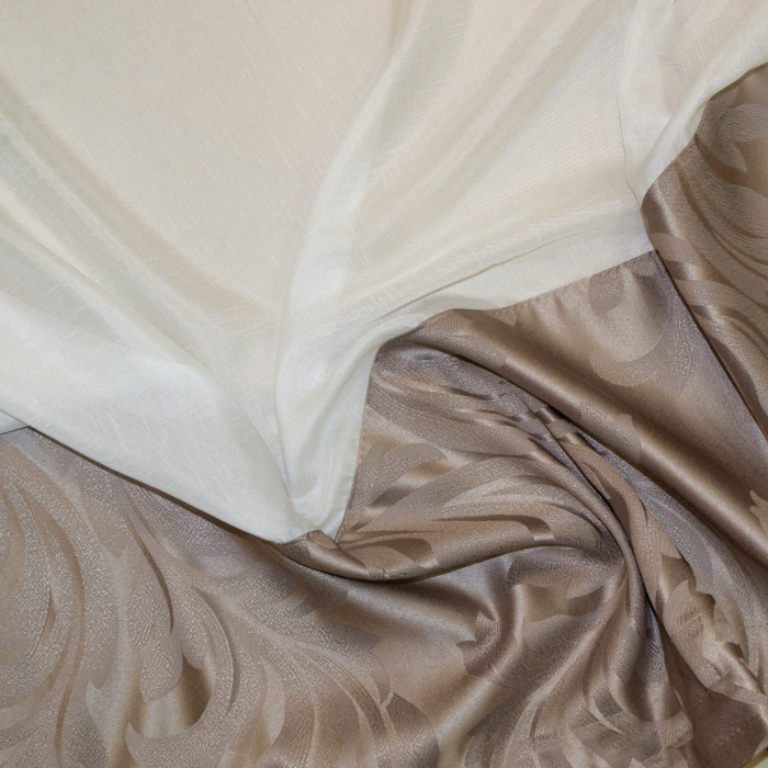 Perdea Velaria in ivoire si tafta maro, 230x150 cm [3]