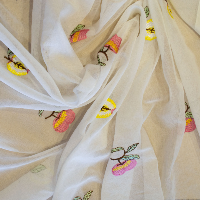 Perdea Velaria inisor alb cu imprimeu mere, 145 x 220 cm [2]