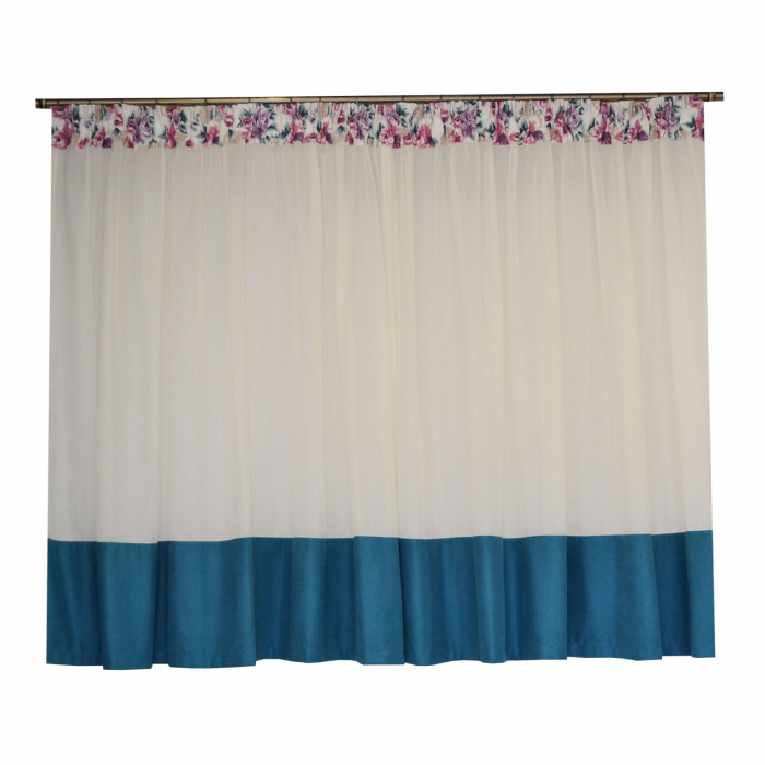 Perdea Velaria in ivoire cu imprimeu floral, 350x165 cm [2]