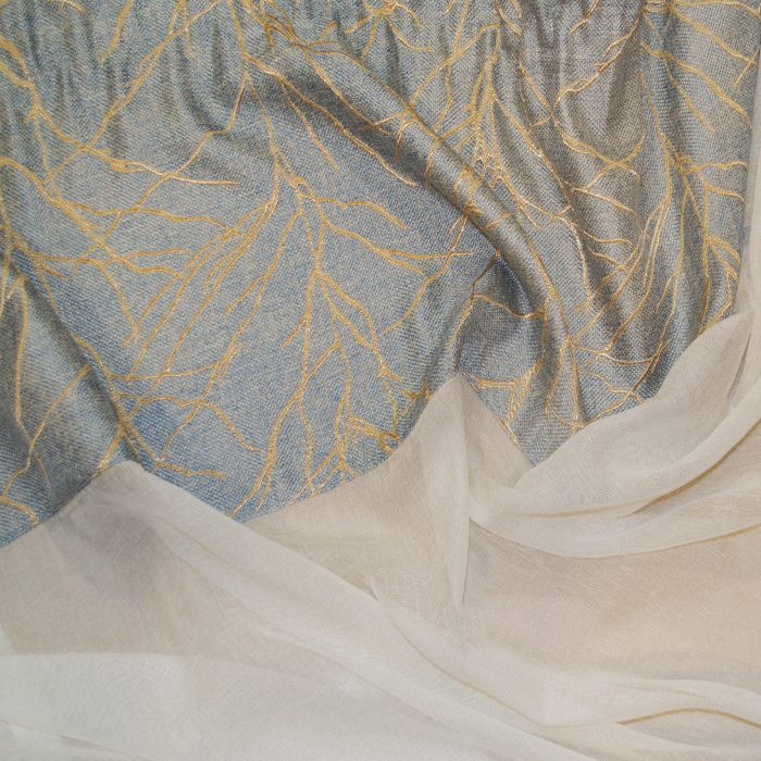 Perdea Velaria ivoire si tafta gri, 200x145 cm [2]