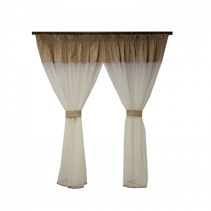 Perdea Velaria ivoire de bucatarie cu tafta copaci, 240x145 cm [1]