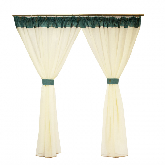 Perdea Velaria ivory cu model turcoaz, 380x180 cm [2]