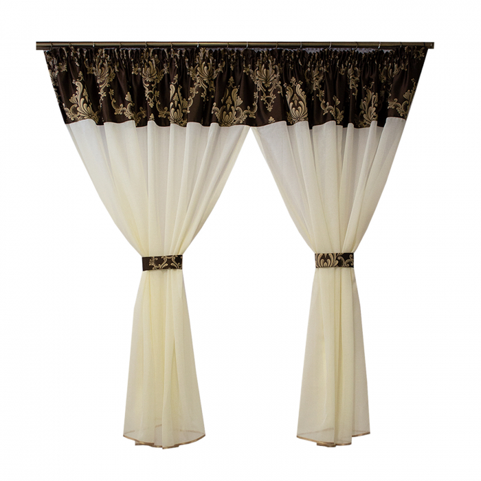 Perdea Velaria ivory cu tafta baroc wenge, 330x160 cm [2]