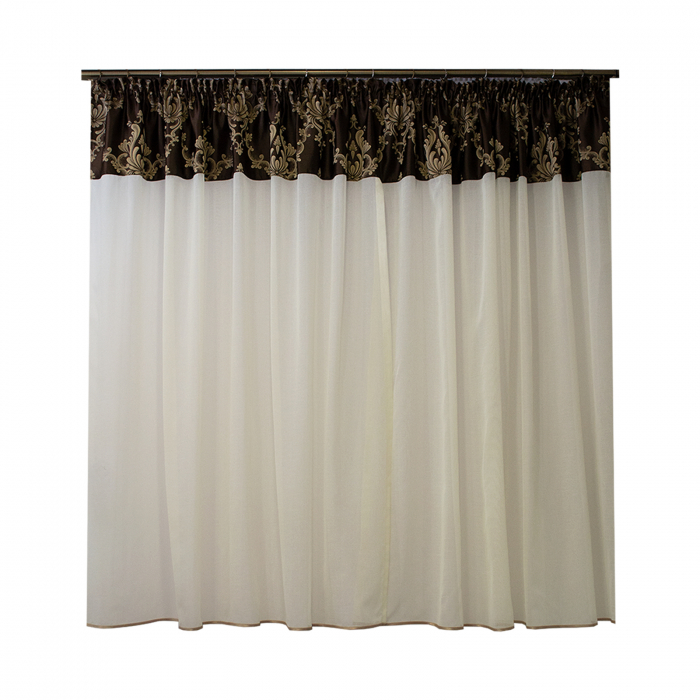 Perdea Velaria ivory cu tafta baroc wenge, 330x160 cm [1]