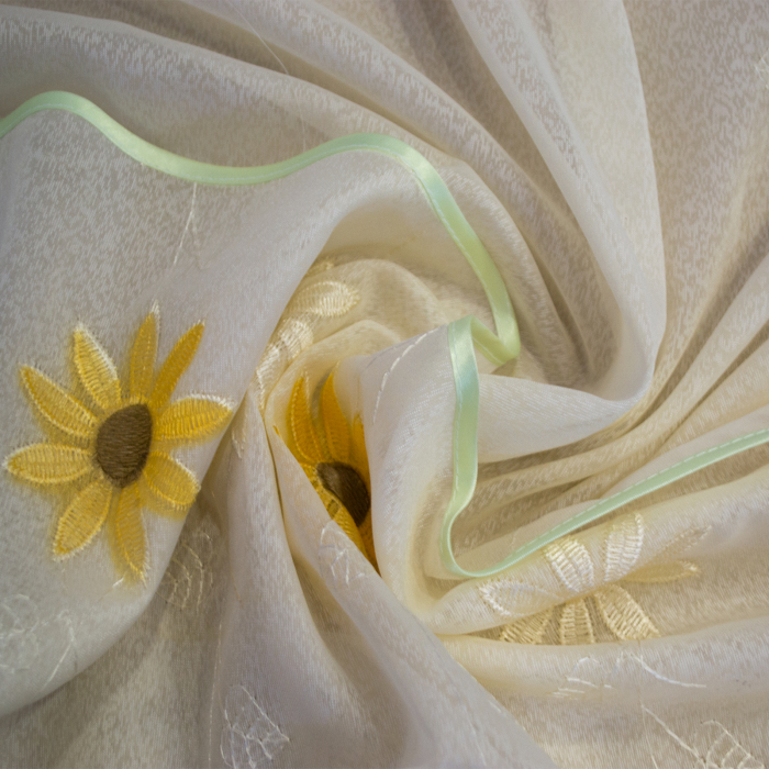 Perdea Velaria de bucatarie, crem cu floarea soarelui, 200x140 cm [2]
