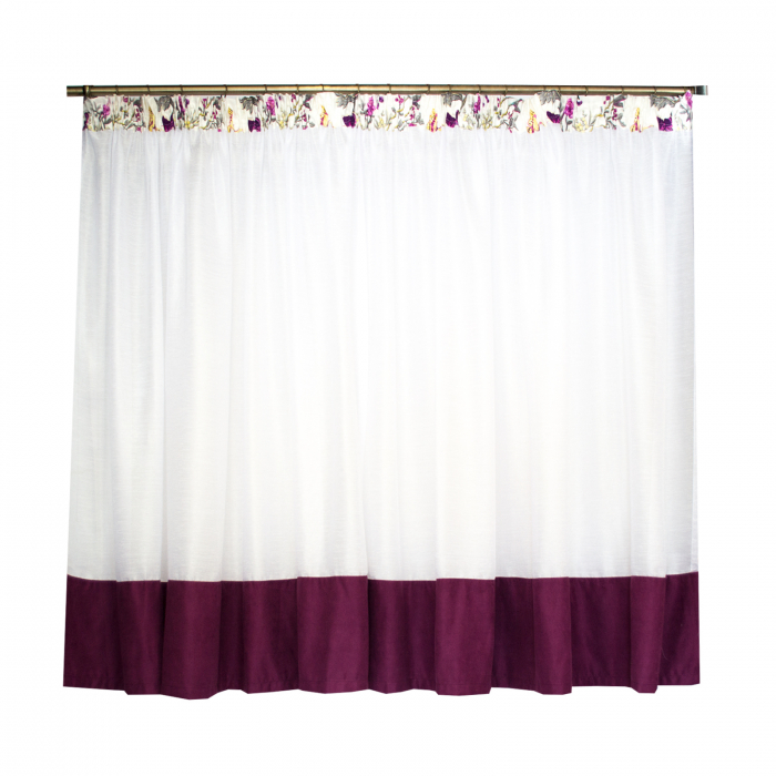 Perdea Velaria de bucatarie in alb cu mov, 390x150 cm [2]