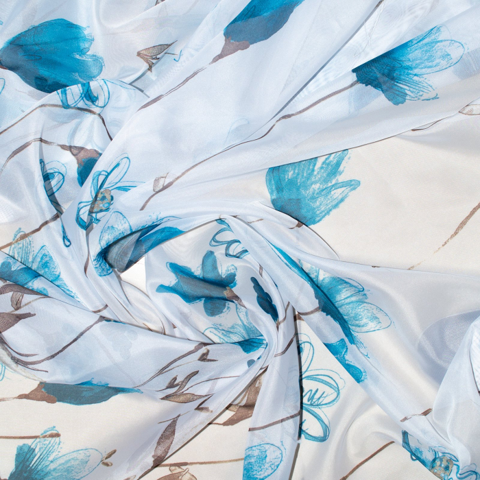 Perdea Velaria voal flori turcoaz, 300x245 cm [2]