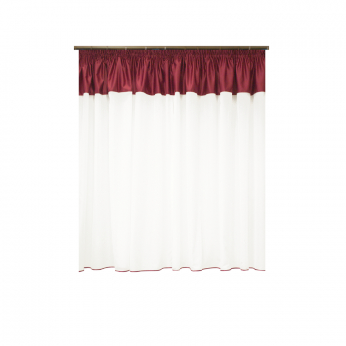 Perdea Velaria voal alb si tafta grena, 340x150 cm [2]