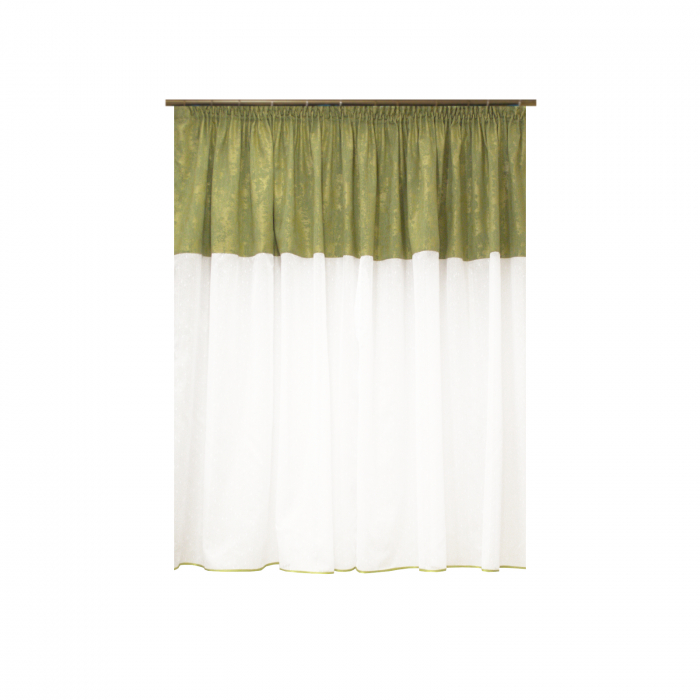 Perdea Velaria ploita alba cu asos verde, 280x145 cm [2]