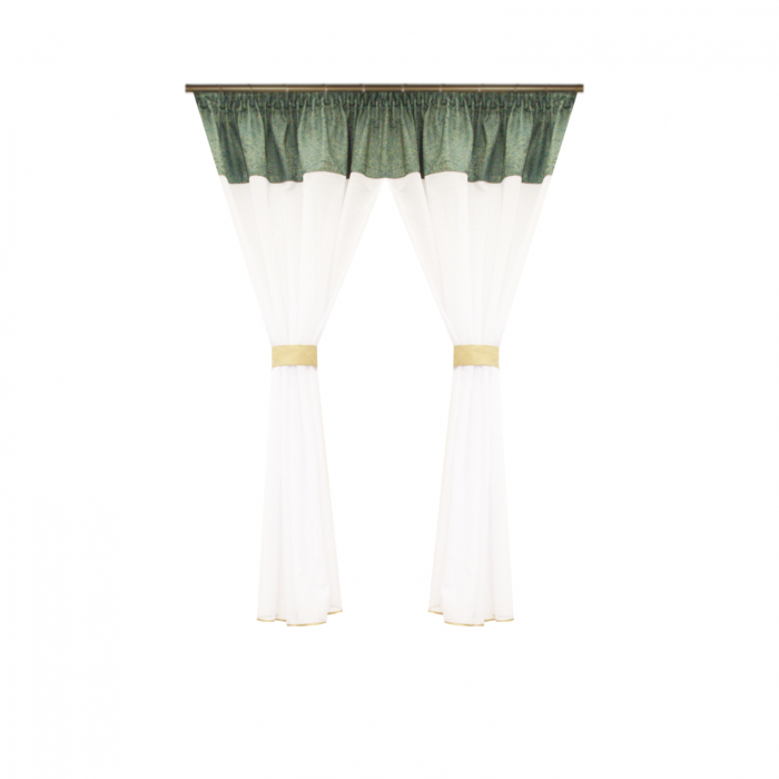 Perdea Velaria in alb si banda verde, 220x145 cm [1]