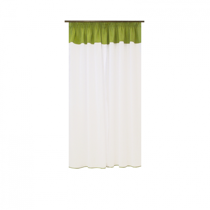 Perdea Velaria in alb cu banda verde brotacel, 180x160 cm [3]