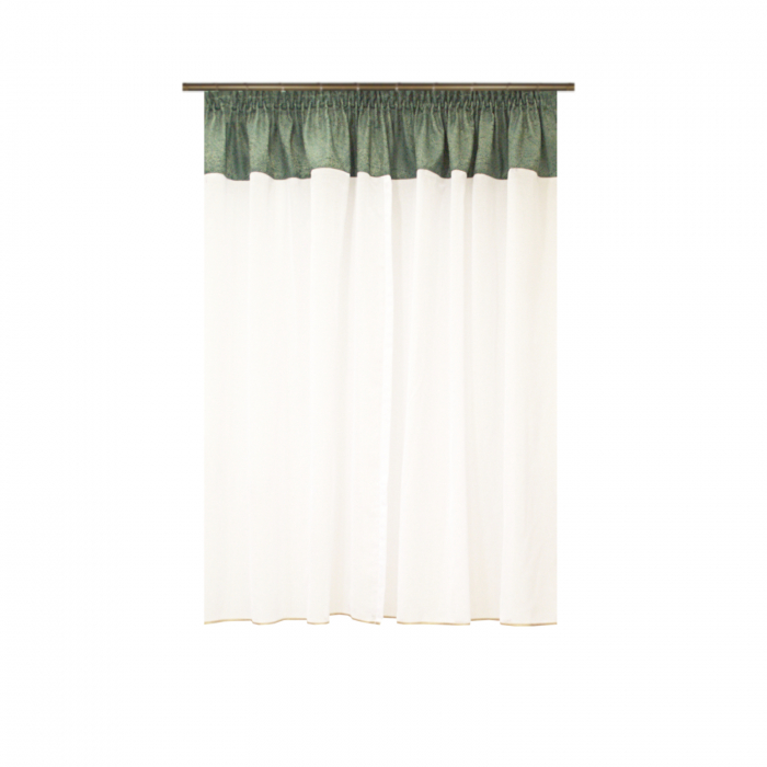 Perdea Velaria in alb si banda verde, 220x145 cm [2]