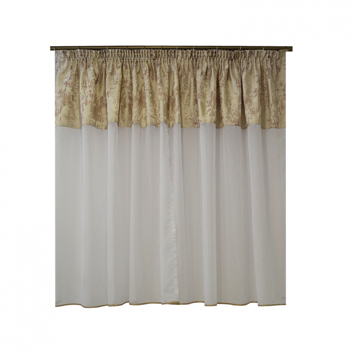 Perdea Velaria ploita alba cu tafta bej,  290x145 cm [1]