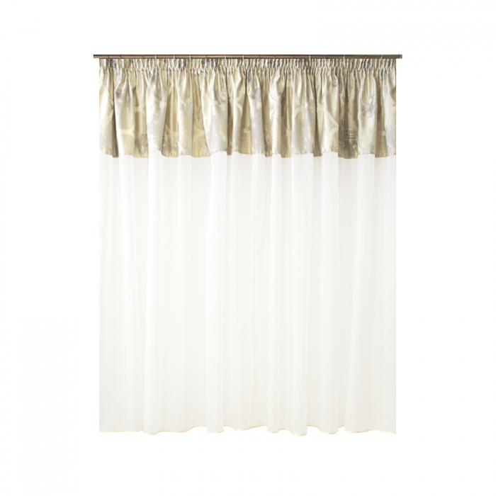 Perdea Velaria ploita ivoire si tafta fildes, 330x165 cm [2]