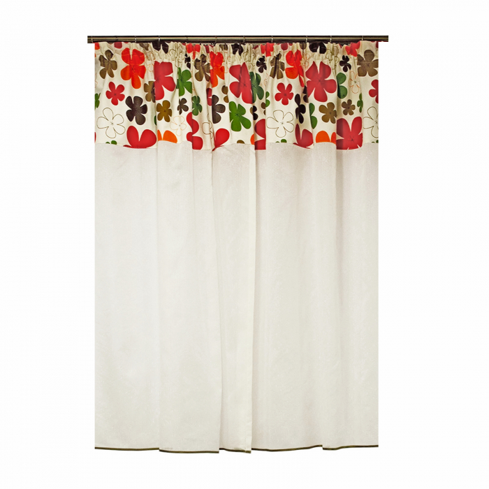 Perdea Velaria ploita ivoire cu flori multicolor, 200x145 cm [2]