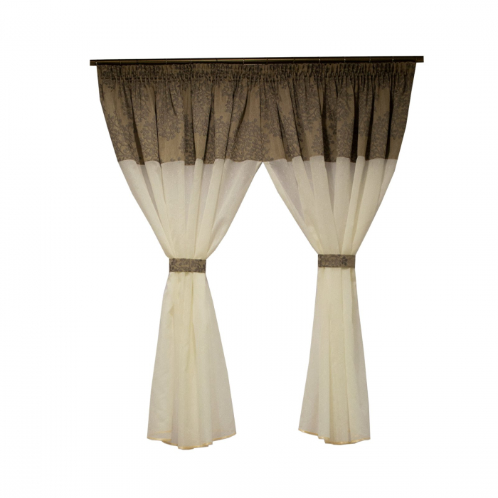 Perdea Velaria ploita ivoire cu tafta, 335 x 150 cm [4]