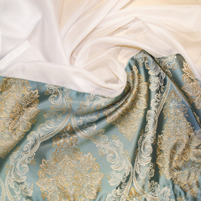 Perdea Velaria crep ivoire cu esarfe, 320x160 cm [2]