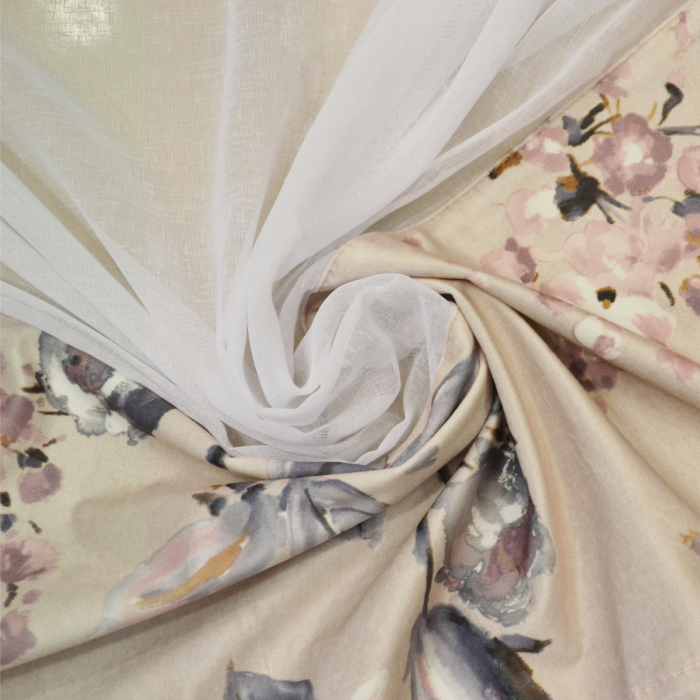 Perdea Velaria in alb samba cu esarfe, 210cm x 160 cm [3]