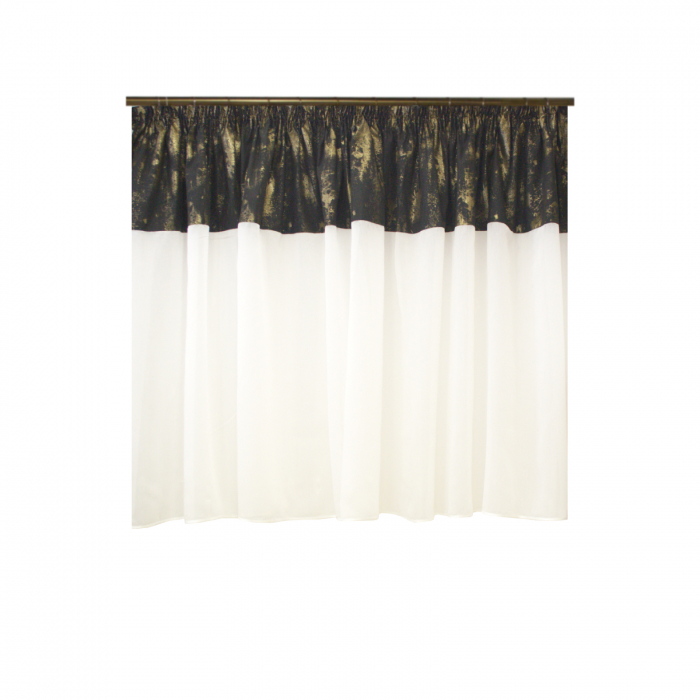 Perdea Velaria ivoire cu suet negru patina aurie, 420x145 cm [2]