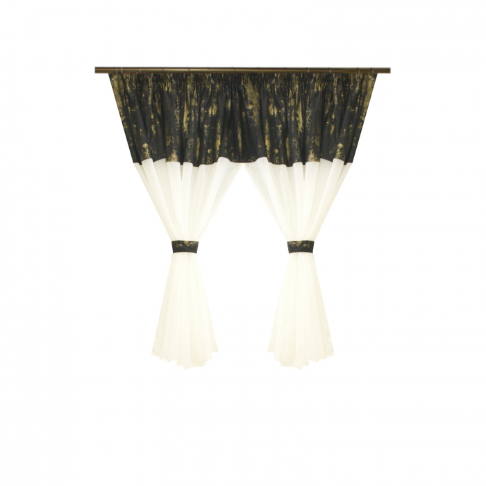 Perdea Velaria ivoire cu suet negru patina aurie, 420x145 cm [1]