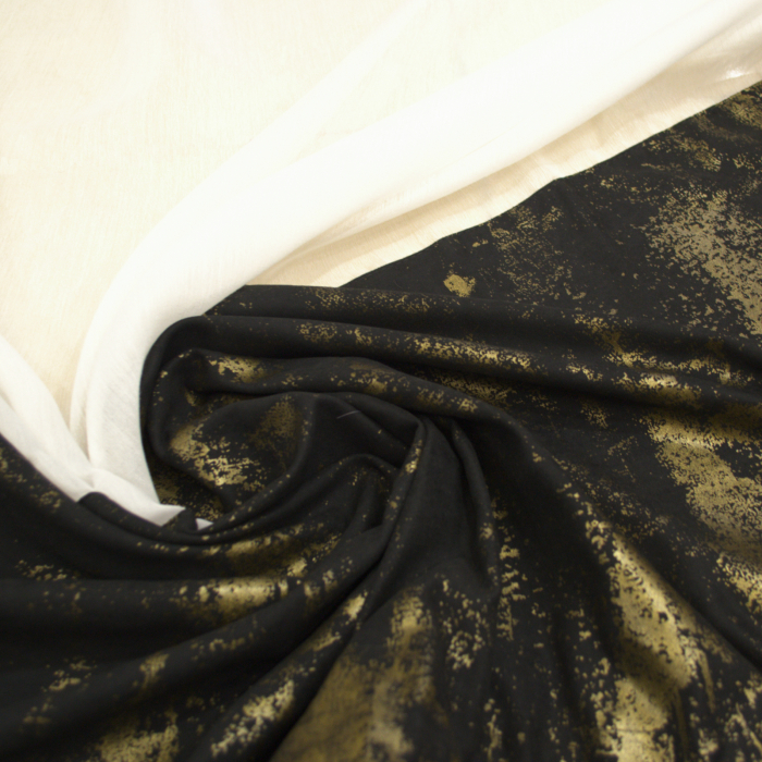 Perdea Velaria ivoire cu suet negru patina aurie, 420x145 cm [5]