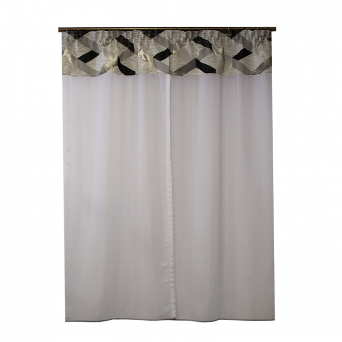 Perdea Velaria alba si tafta gri, 150x175 cm [2]