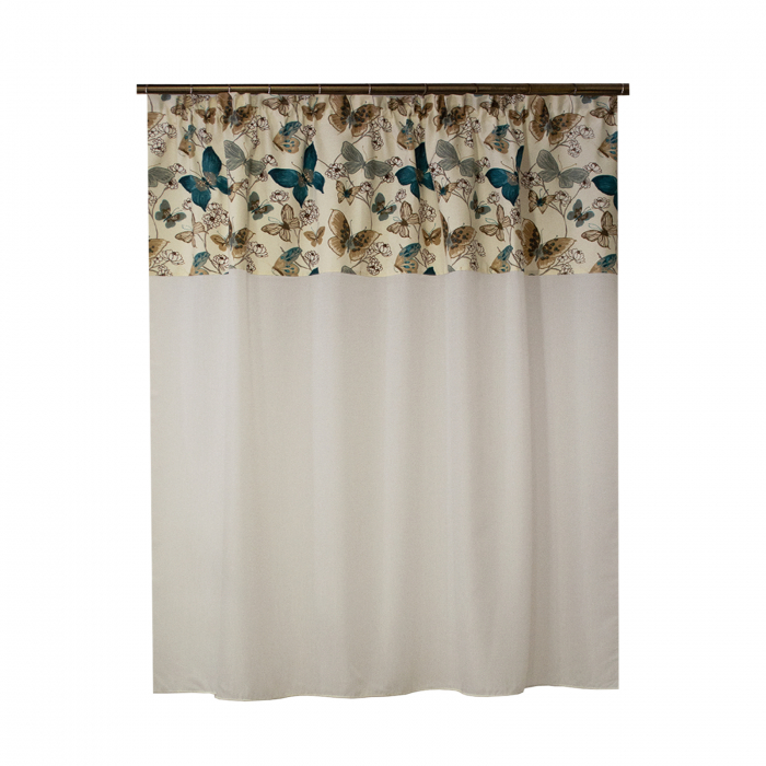 Perdea Velariain ivoire cu fluturi turcoaz, 150x150 cm [1]